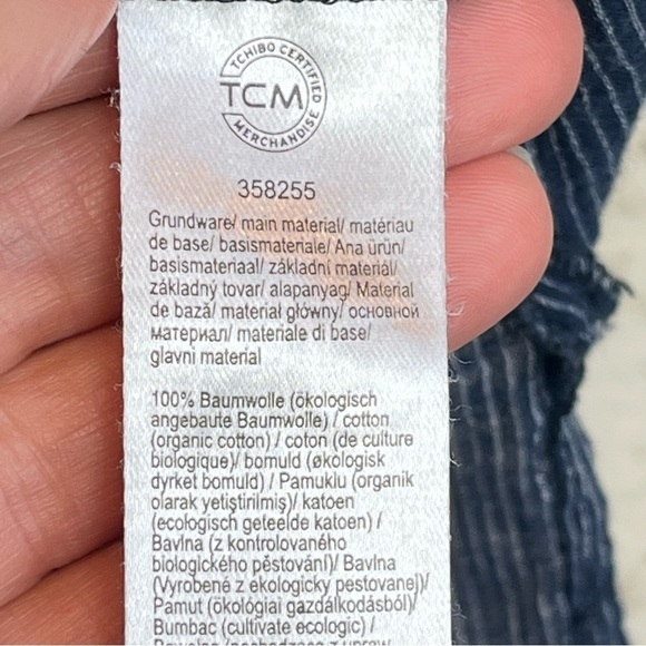 Women's Organic Cotton Tunic Top Railroad Stripe Hidden Buttons Peppy Natural 42 - Picture 8 of 16